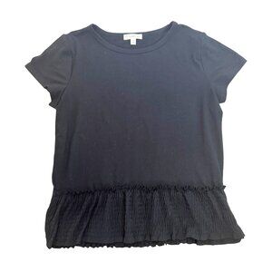 Tucker + Tate Black Short Sleeve Smocked Waist Top Girls XL 14/16